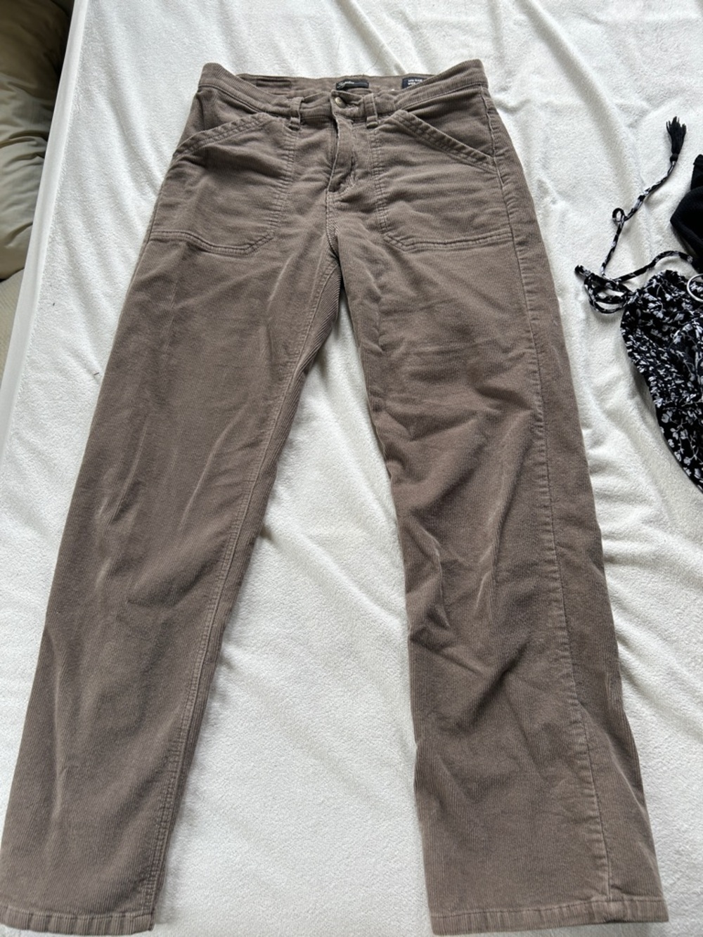 Corduroy mid rise wide leg pants